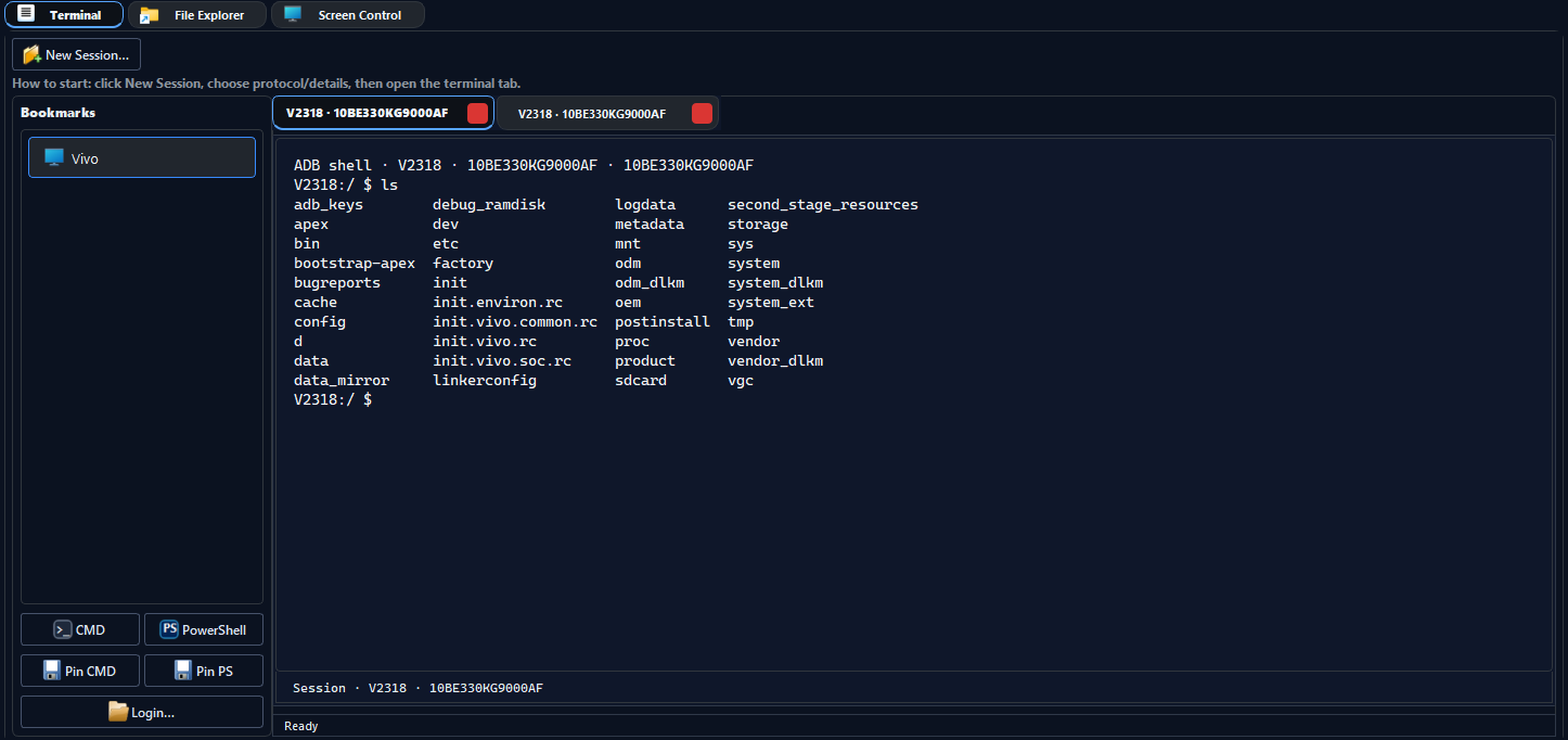 Terminal tab with shell output